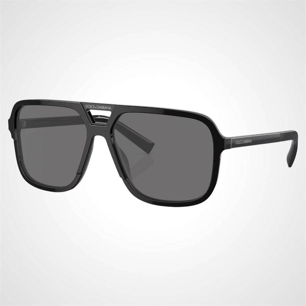 New Dolce & Gabbana Sunglasses Polarized Black Aviator Pilot Silver Metal